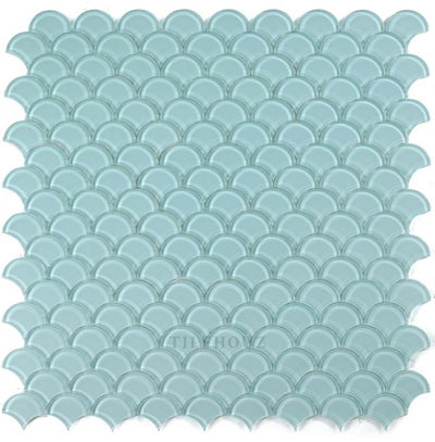 Dragon Scale Mint 9.5 X Glass Mosaic Tile