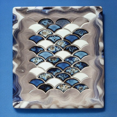Dragon Scale Ocean 9.75 X 12 Porcelain Mosaic Tile Handmade