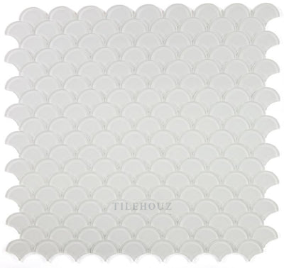 Dragon Scale White Glass 9.5 X 9.75 Mosaic Tile