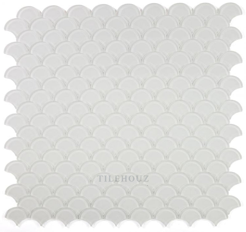 Dragon Scale White Glass 9.5 X 9.75 Mosaic Tile