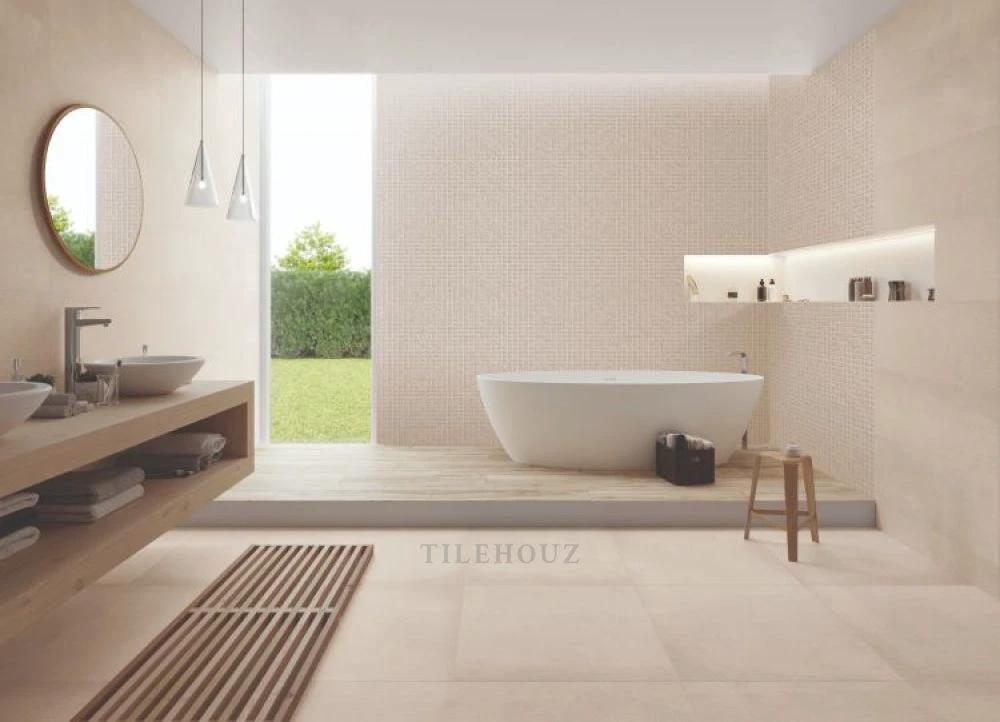 Elevation Sand Floor 24x24 porcelain tile by Tilehouz; beige sand color.