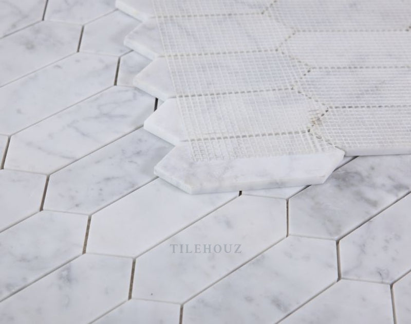 Elongated Hex Carrara Honed 11.75 X 15 Marble