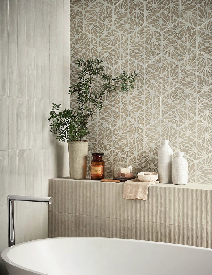 Terracreta Intarsio Argilla hexagon porcelain tile 8.5x10 for walls by Tilehouz