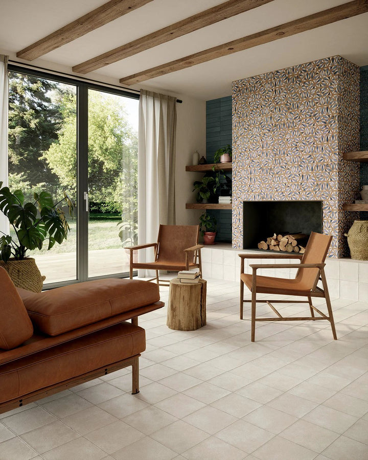 Porcelain tile Terracreta Intarsio Argilla hexagon pattern for wall accents in warm earthy tones