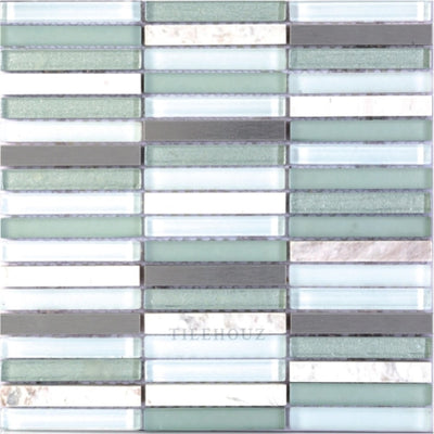 Green Band 12 X Glass Mosaic Tile