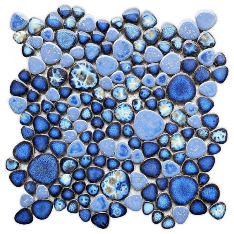 Azillian Pebbles Growing Azure Pebble 11.5 x 11.5 Porcelain Mosaic Tile – Tilehouz