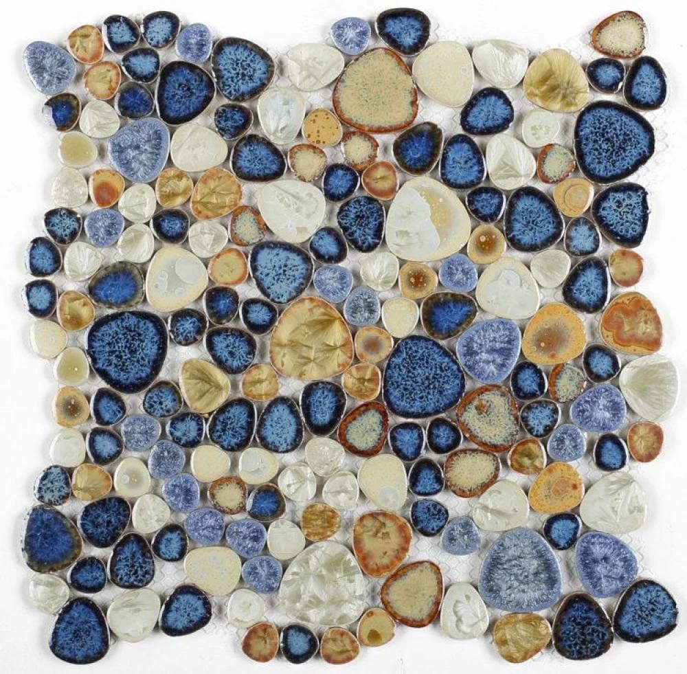 Rust Pibble Growing Blue Rust Pebble 11.50 x 11.50 Porcelain Mosaic Tile – Tilehouz