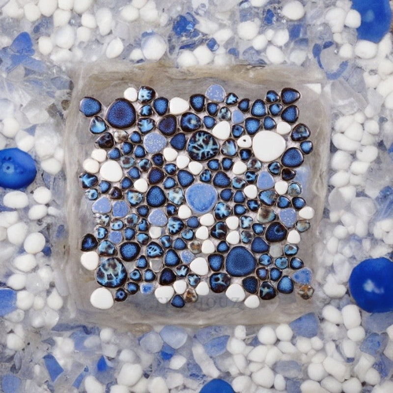 Growing Royal Blue Pebble 11.50 X Porcelain Mosaic Tile Handmade