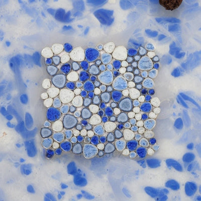 Growing Sapphire Pebble 11.5 X Porcelain Mosaic Tile Handmade