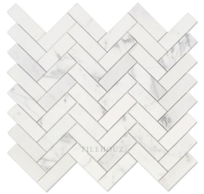 Herringbone Calacatta White Polished 11.25 X 12.5 Marble