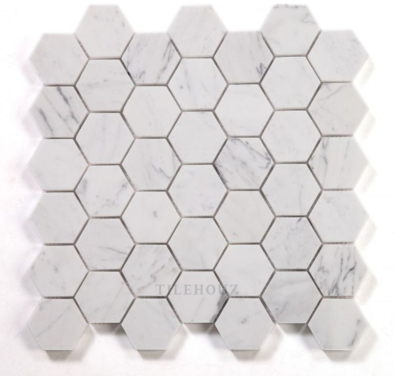 Hexagon Calacatta White 2 X Marble Mosaic