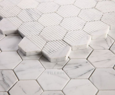 Hexagon Calacatta White 2 X Marble Mosaic