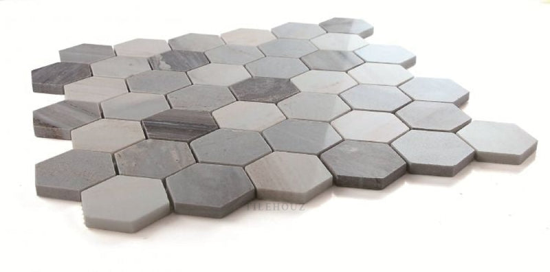 Hexagon Italian Blue 2 X Polished Palissandro Marble Mosaic