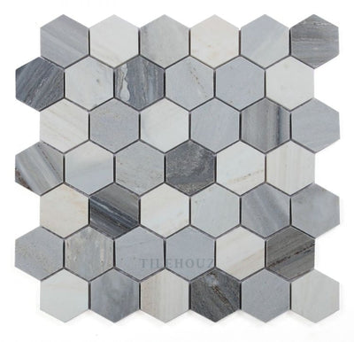 Hexagon Italian Blue 2 X Polished Palissandro Marble Mosaic