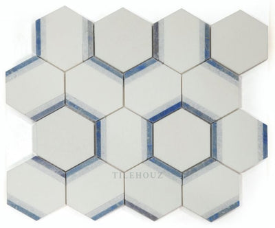 Hexagon Royal Sapphire Honed Marble Mosaic 12 X 13.75 (1.15 Sqft)