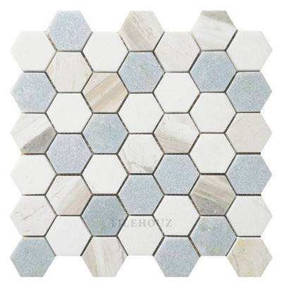 Hexagon Sky 2 X 11.75 12 Polished Marble Mosaic
