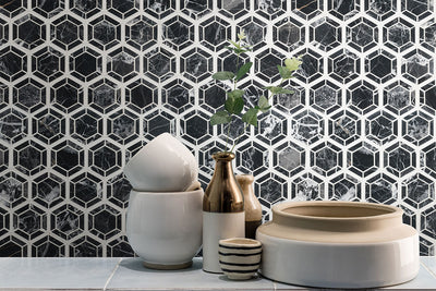 NERO MARQUINA HEXAGONO MOSAIC TILE