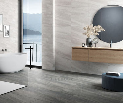 Hqt Quartzite 8 - Dark Grey 24 X 48 Porcelain Tile Tiles