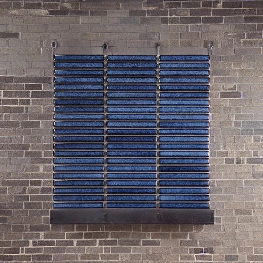 Hulu Blue Band 11 x 11.5 porcelain mosaic tile, handmade wall tile