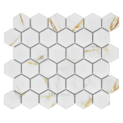 Hulu Hexagon Calacatta Matte 2 X 11 12.75 Handmade Porcelain