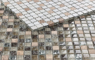 Icy Grey Mini 12 X Glass Mosaic Tile