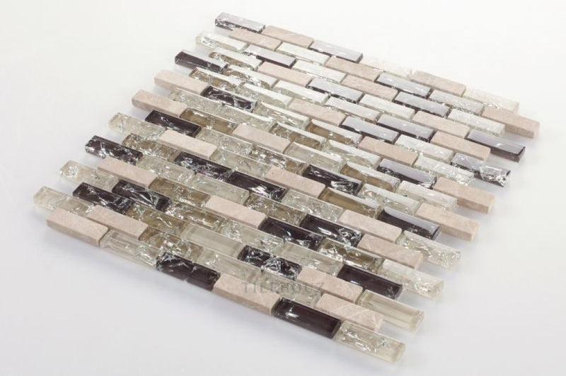 Icy Grey Stack 11.75 X 12 Glass Mosaic Tile