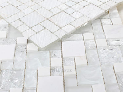 Icy Pure 12 X Glass Mosaic Tile