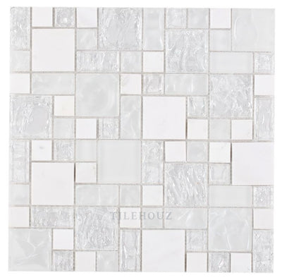 Icy Pure 12 X Glass Mosaic Tile