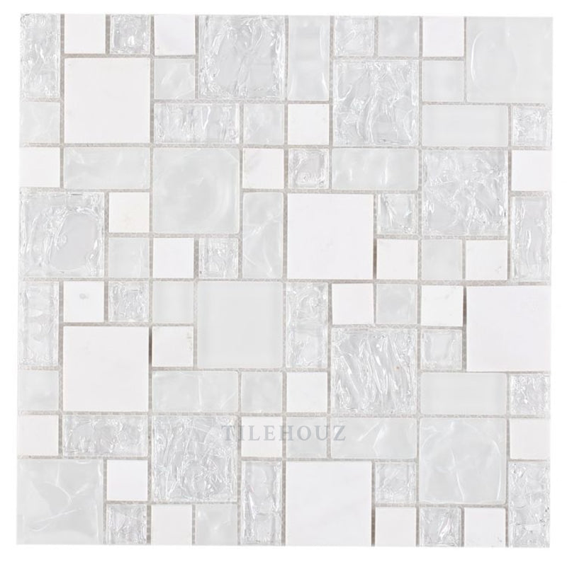 Icy Pure 12 X Glass Mosaic Tile