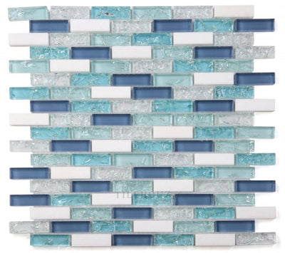 Icy Royal Blue 11.75 X 12 Glass Mosaic Tile