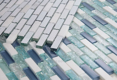 Icy Royal Blue 11.75 X 12 Glass Mosaic Tile