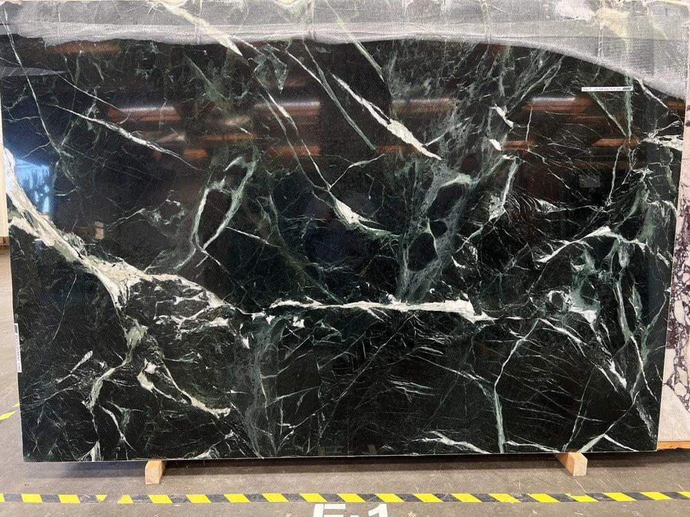 Marble Slab VERIA GREEN polished, 116 x 70, 3/4 in thick, dark green with white veining; Tilehouz countertops