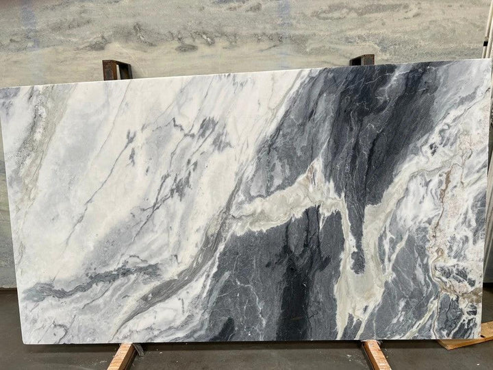 Marble Slab Aurora Grigia, polished with grey/white veining; 3/4 in thick, 118 x 67, Tilehouz countertop slab