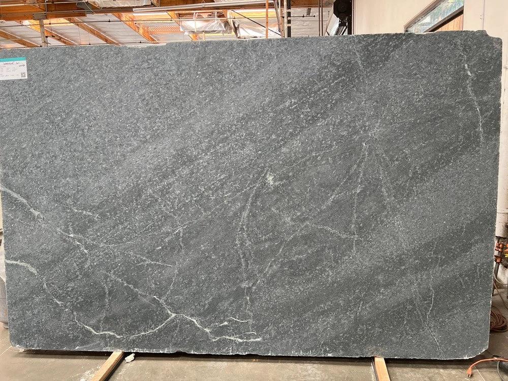 Soapstone slab, honed finish, 128x76 cm (3 cm), gray with white veining, Tilehouz countertop stone