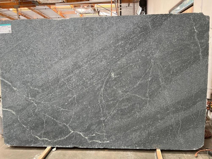 Soapstone slab, honed finish, 128x76 cm (3 cm), gray with white veining, Tilehouz countertop stone