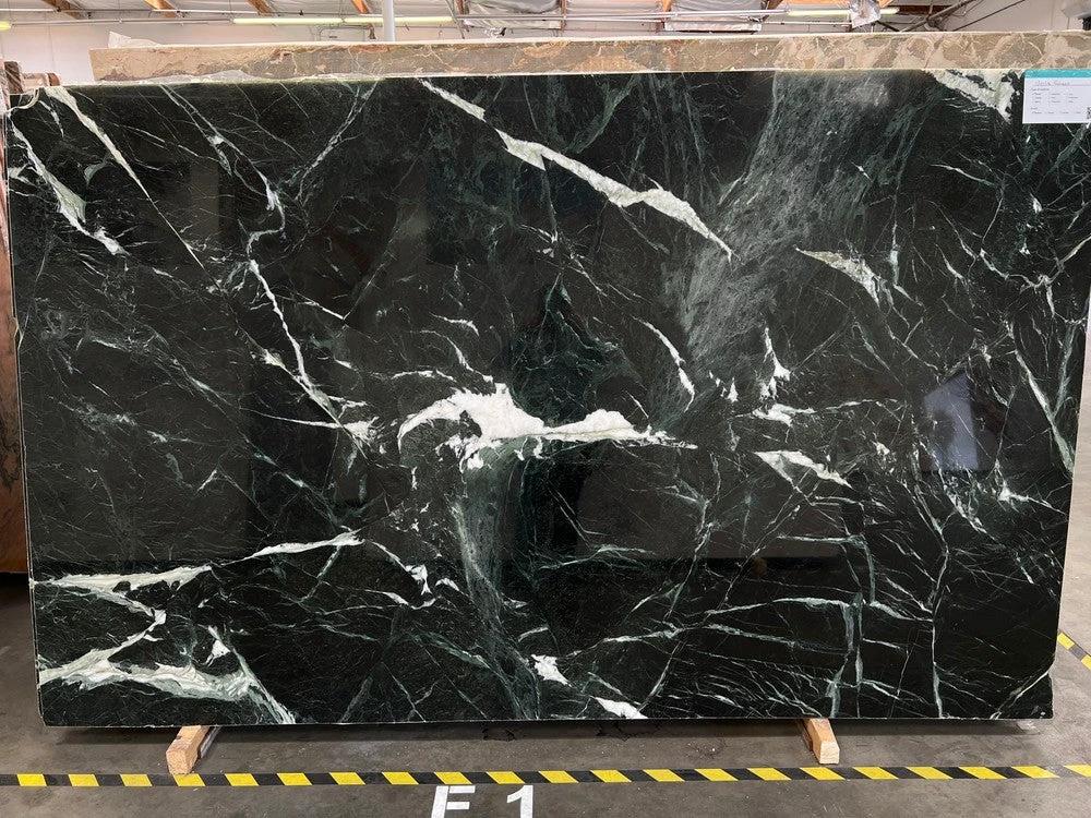 Marble Slab VERIA GREEN, polished dark green marble with white veining, Tilehouz countertops