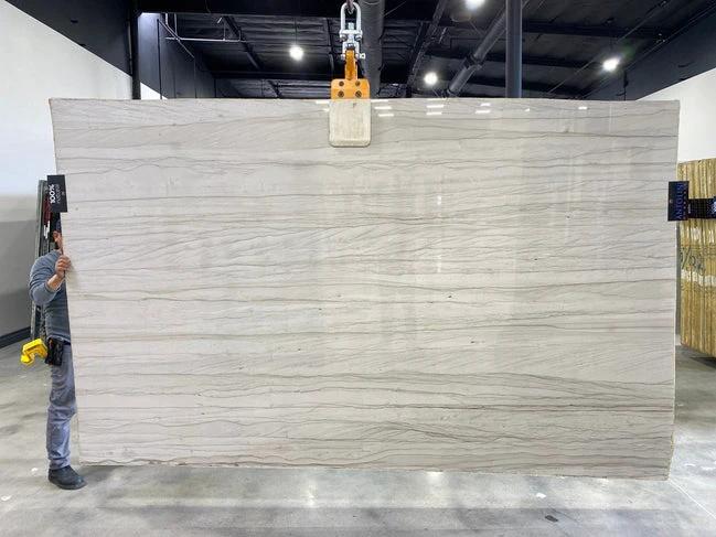 Quarzite slab Mustang, White Macaubas polished, Tilehouz exotic countertop slab 126x78