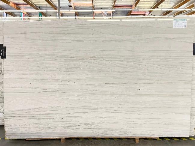 Quartzite Mustang White Macaubas polished slab, exotic Mustang family, 126 x 78, 3/4 thick, Tilehouz countertop slab