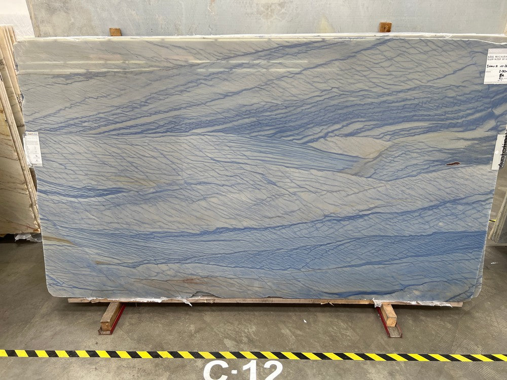 Granite Slab Azul Macaubas, polished blue-gray with veining, 3/4 in, 105 x 60, Tilehouz countertops