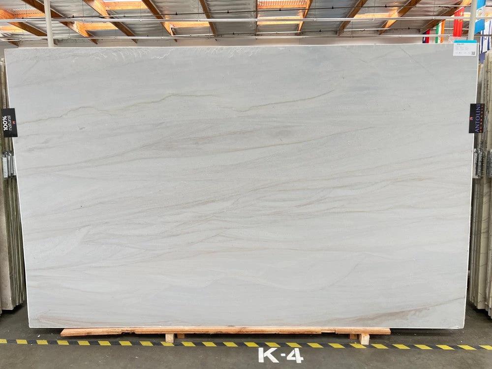 Quartzite Boquira honed countertop slab by Tilehouz, 125 x 78, pale gray with subtle veining