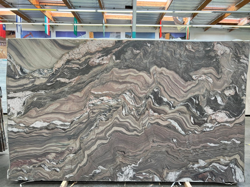 QUARTZITE EXPLOSION BLUE LEATHER SLAB 3/4 129 x 77