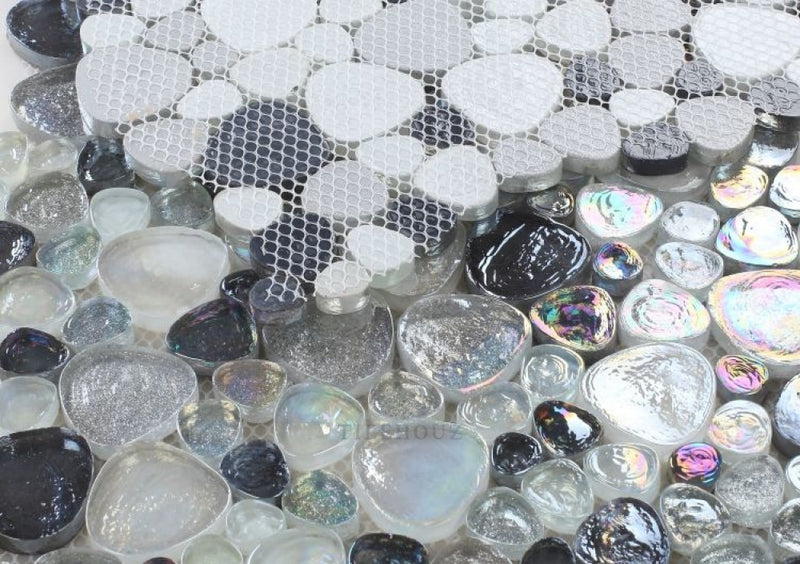Inari Grey Pebble 12 X Glass Mosaic Tile