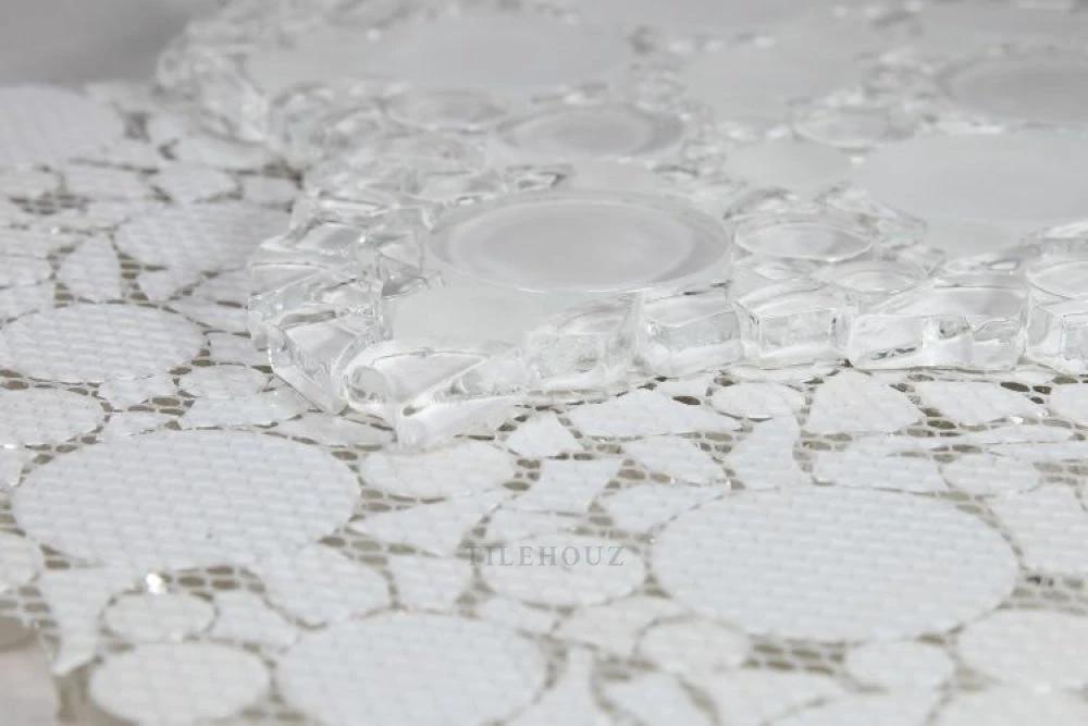 Lady Bianco bubble glass mosaic tile, white shiny, 10.75 x 10.75 in, Tilehouz Wall & Ceiling Tile.