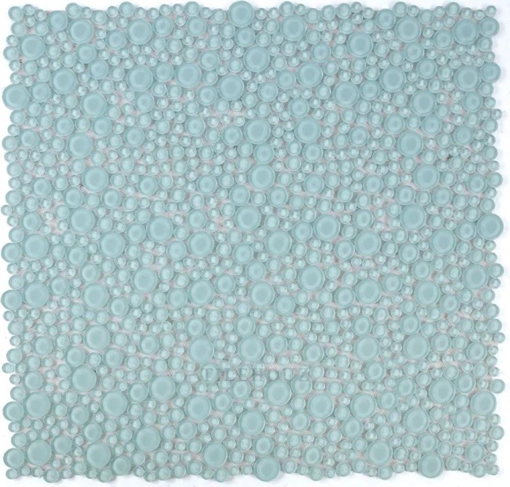 Lady Mint bubble glass mosaic tile sheet, mint glass beads, 10.75 x 10.75 in, Tilehouz
