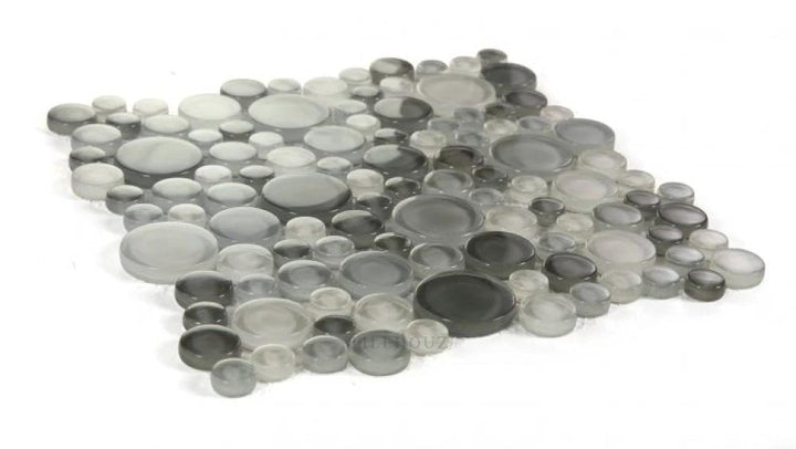 Glass mosaic tile Lady Sea 10.75 x 10.75 bubble/pebble gray, Tilehouz