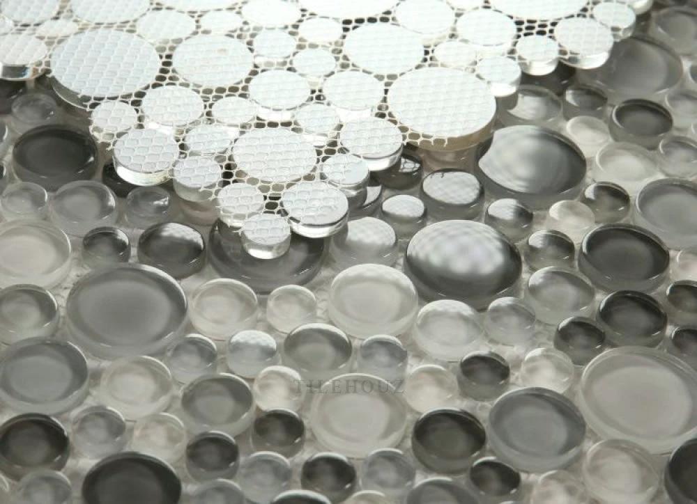 Lady Sea bubble/pebble glass mosaic tile, 10.75 x 10.75, gray-silver tones by Tilehouz
