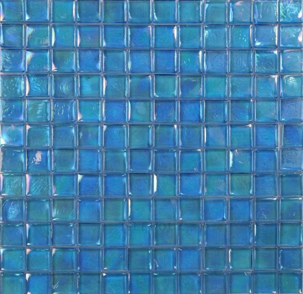 Glass mosaic tile Laguna Fancy Blue, square 11.75x11.75, iridescent blue