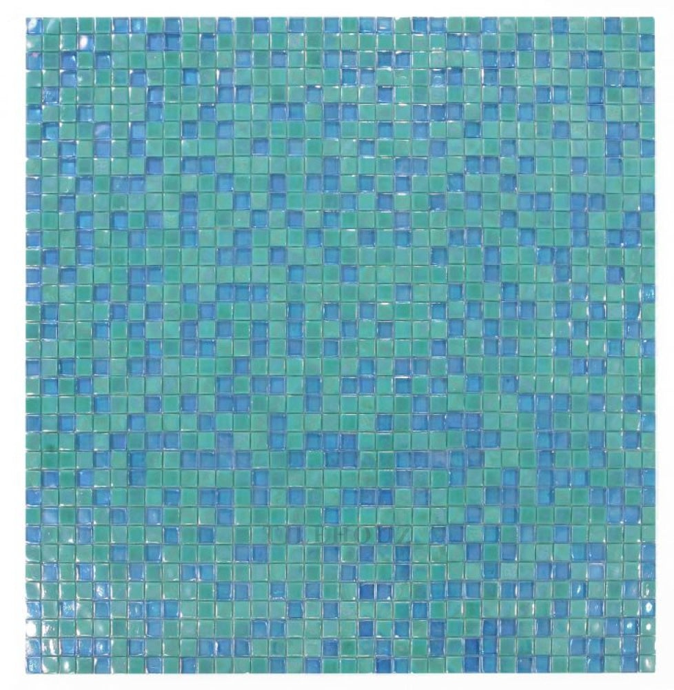 Laguna Lake Square glass mosaic tile, 11.75 x 11.75 in, green and blue, Tilehouz wall & ceiling tile