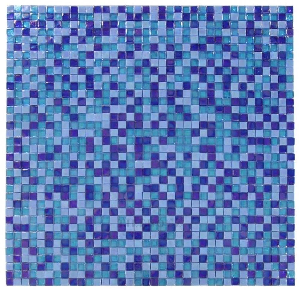 Laguna Ocean Square glass mosaic tile, Tilehouz, blue, teal and purple mosaic squares, 11.75 x 11.75 in