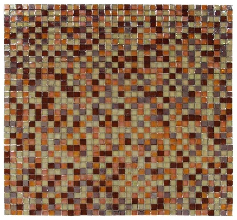 Laguna Wine Square glass mosaic tile 11.75 x 11.75, Tilehouz, warm amber, copper and beige mosaic squares.